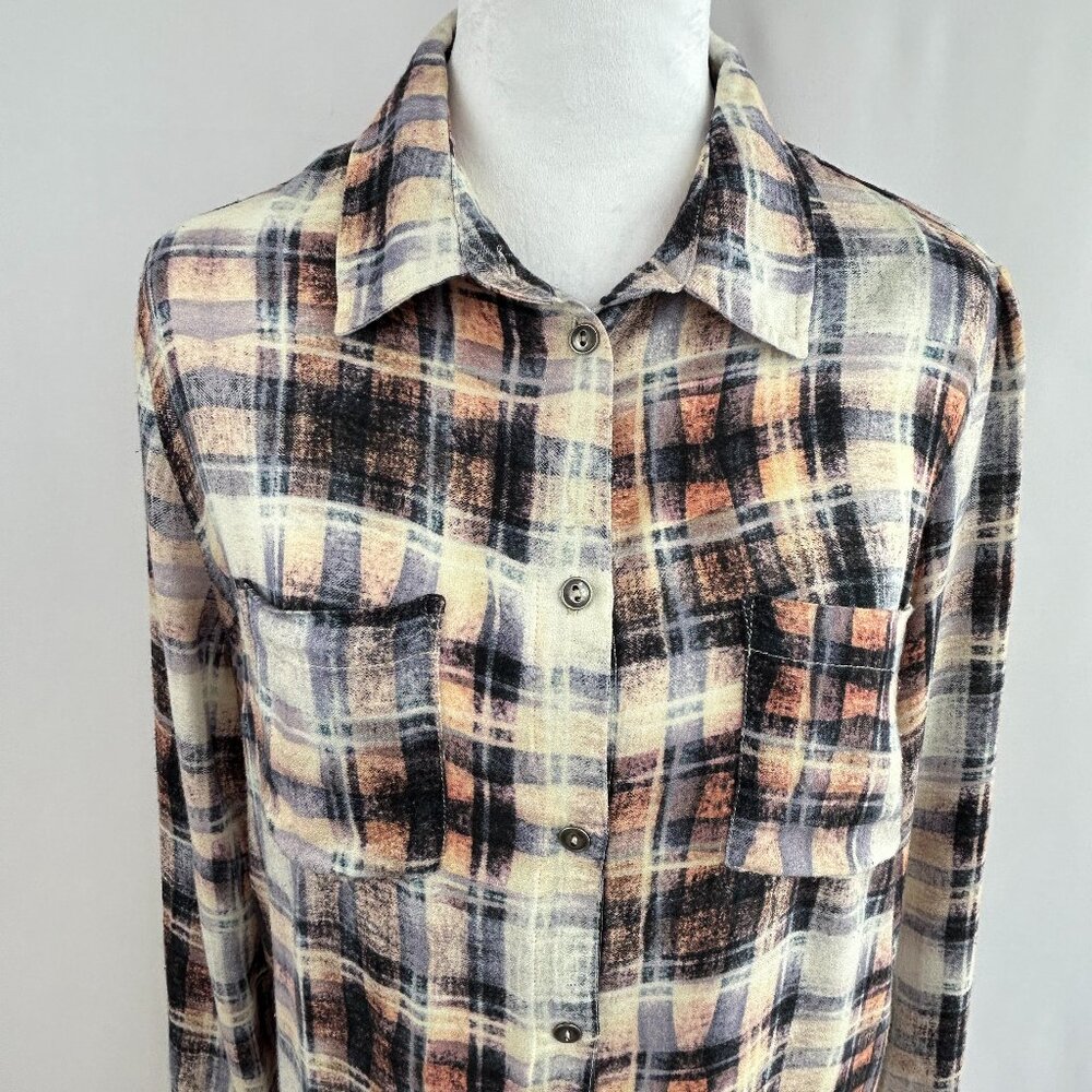 Evil Twin Grunge Boho Plaid High-Low Tunic Blouse – Size Small